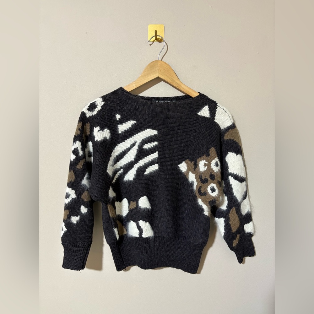 Small I.B. Diffusion Vintage‎ Animal Print Ramie Cotton Angora Sweater